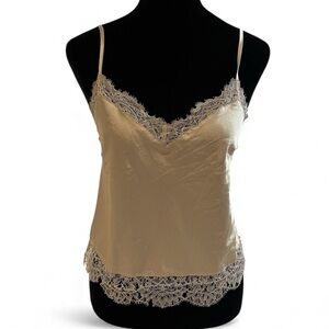 vintage victoria’s secret cream lace trim tank top small